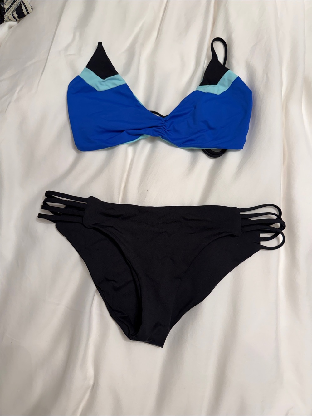l*space Blue and Black Colorblock Two-Piece Bikini